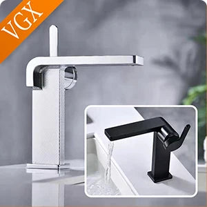 VGX Bathroom Faucets Stainless Steel Basin Mixer Sink Faucet Gourmet Washbasin Tapware Hot Cold Water Tap Brushed Gold Grey