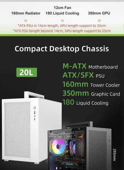 METALFISH S5 PRO 20L Computer Case Gaming PC Chassis Support MATX/ITX SFX/ATX PSU 160mm Tower /180 WaterCooling Cooler.