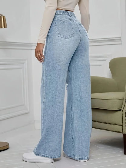 Plus size women's jeans fashion stretch ripped trousers j classic five-pocket cut jeans.