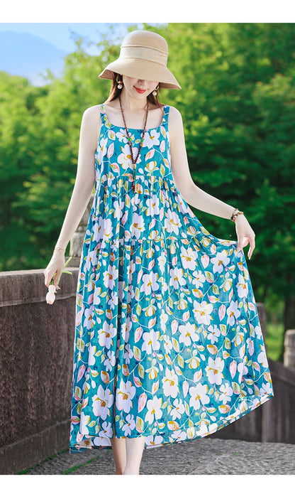 Neue Mode Lässig 2025, Sommer Elegante Kleider Für Frauen Oansatz Druck Vintage Ärmelloses Kleid Lose Frauen Kleidung