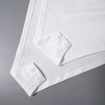 Cryptographic Fashion Ruched Sexy Backless Wrap Bodysuit Elegant Off Shoulder Slim Long Sleeve White Tops One Piece Skinny Fall.