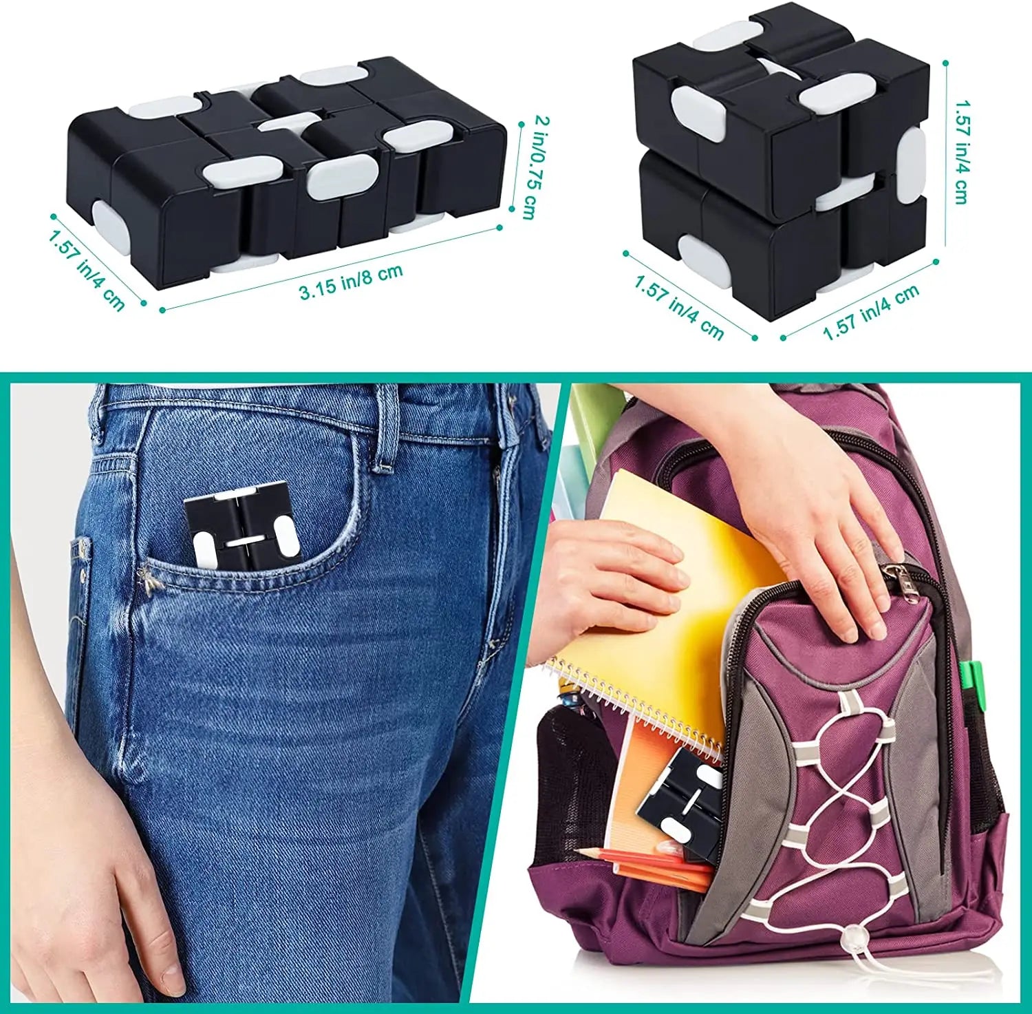 Infinity Cube Fidget Sensory Toy Mini Puzzle Cube Toy Stress Anxiety Relief Magic Puzzle Flip Toy for ADHD Autistic Kids Adult.