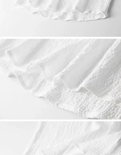 Summer Lightweight Pleated Cotton Casual Sports Set Men's Thin Comfortable Breathable Fashionable Collar Short Sleeve Two-Piece.