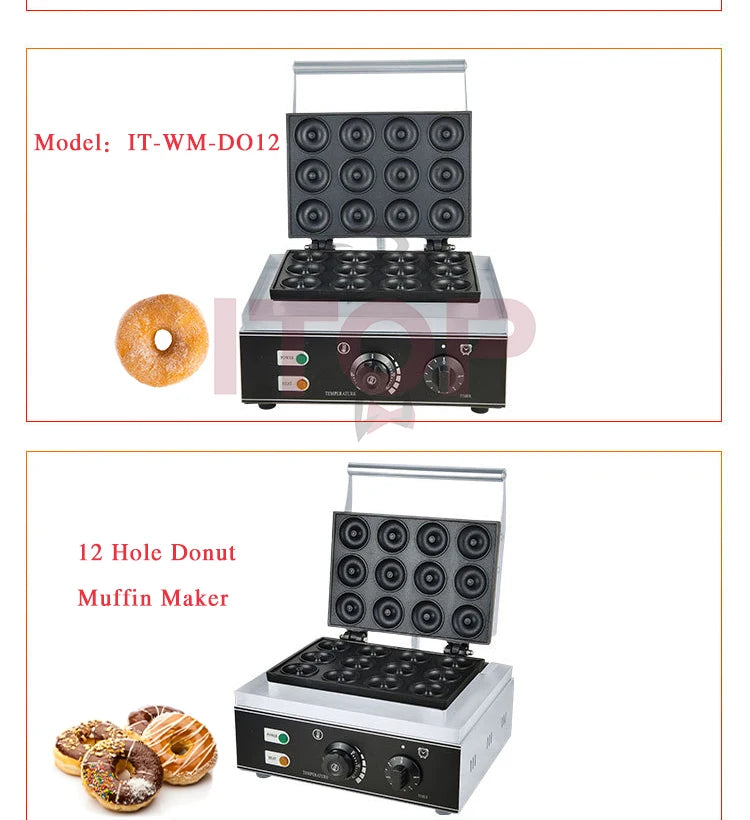 ITOP Commercial Electric Waffle Machine Sandwich Plum Crisp Donut Maker Food Shaper French Waffle Maker Non-stick Coating.