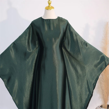 Eid Batwing Satin Shimmer Soft Crepe Abaya Dubai Luxury 2024 Islam Muslim Maxi Kaftan Dress Kebaya Abayas For Women Vestidos