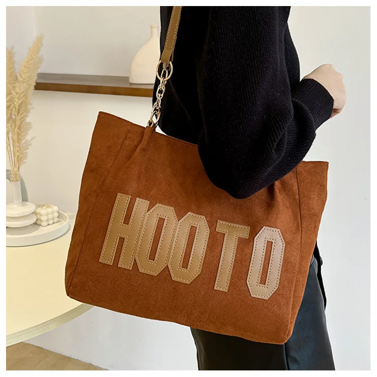Solid Color Shoulder Bag, Trendy Letters Tote Bag, Canvas Campus Handbag for Women, Office,College,Work,Travel Hand Bags Bolsa
