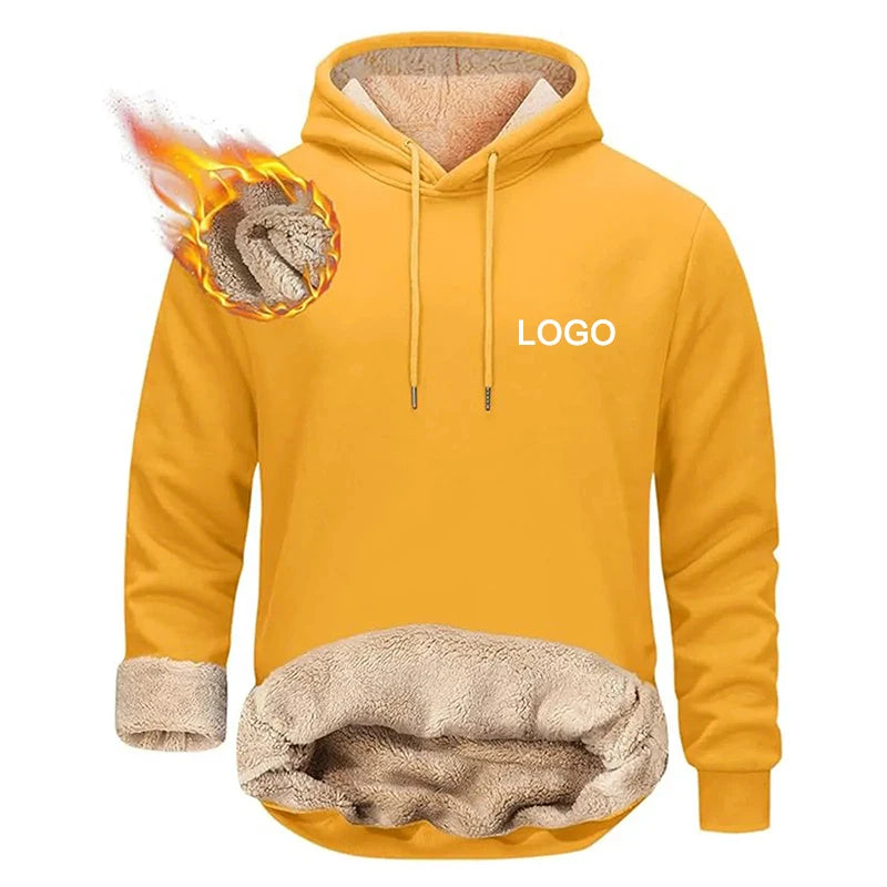 Customized Fleece Liner Hoodies Men Fashion Autumn and Winter Long Sleeve Personality Printed Sweatshirts Hoody Thick Pullovers.