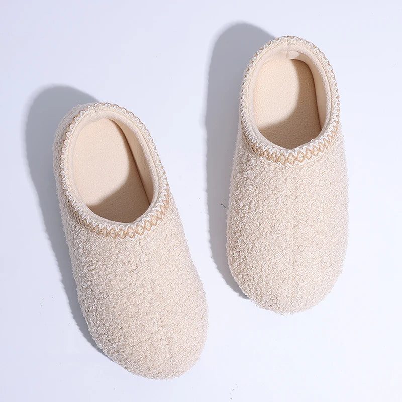 Comwarm Women's Fur Indoor Slippers Polar Fleece Flat Shoes Winter Fuzzy Slippers For Ladies Warm Cozy Shearling House Slippers.