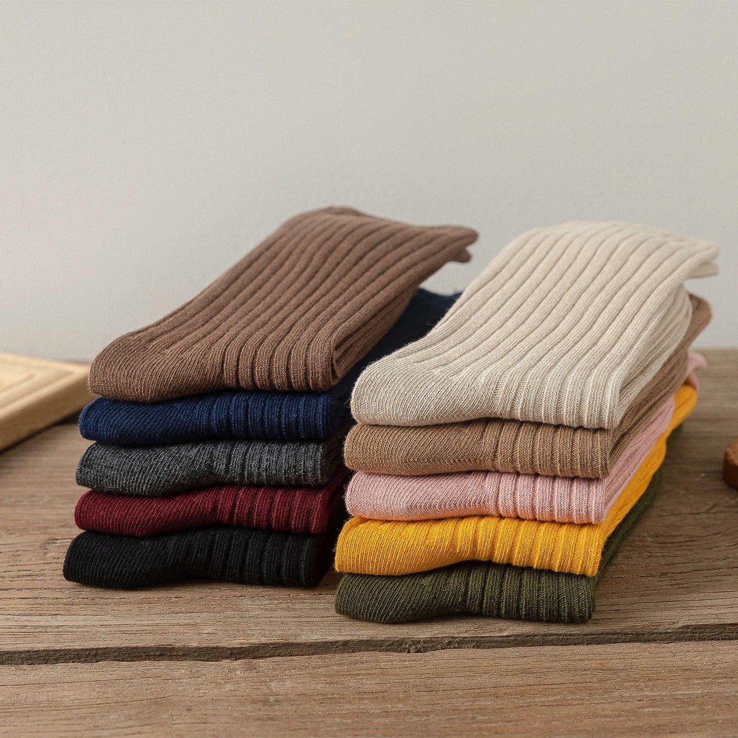 10Pairs Retro Women Cotton Loose Socks Autumn Winter Knitting Solid Color Long Black Pink Korean Japanese Student Girls.