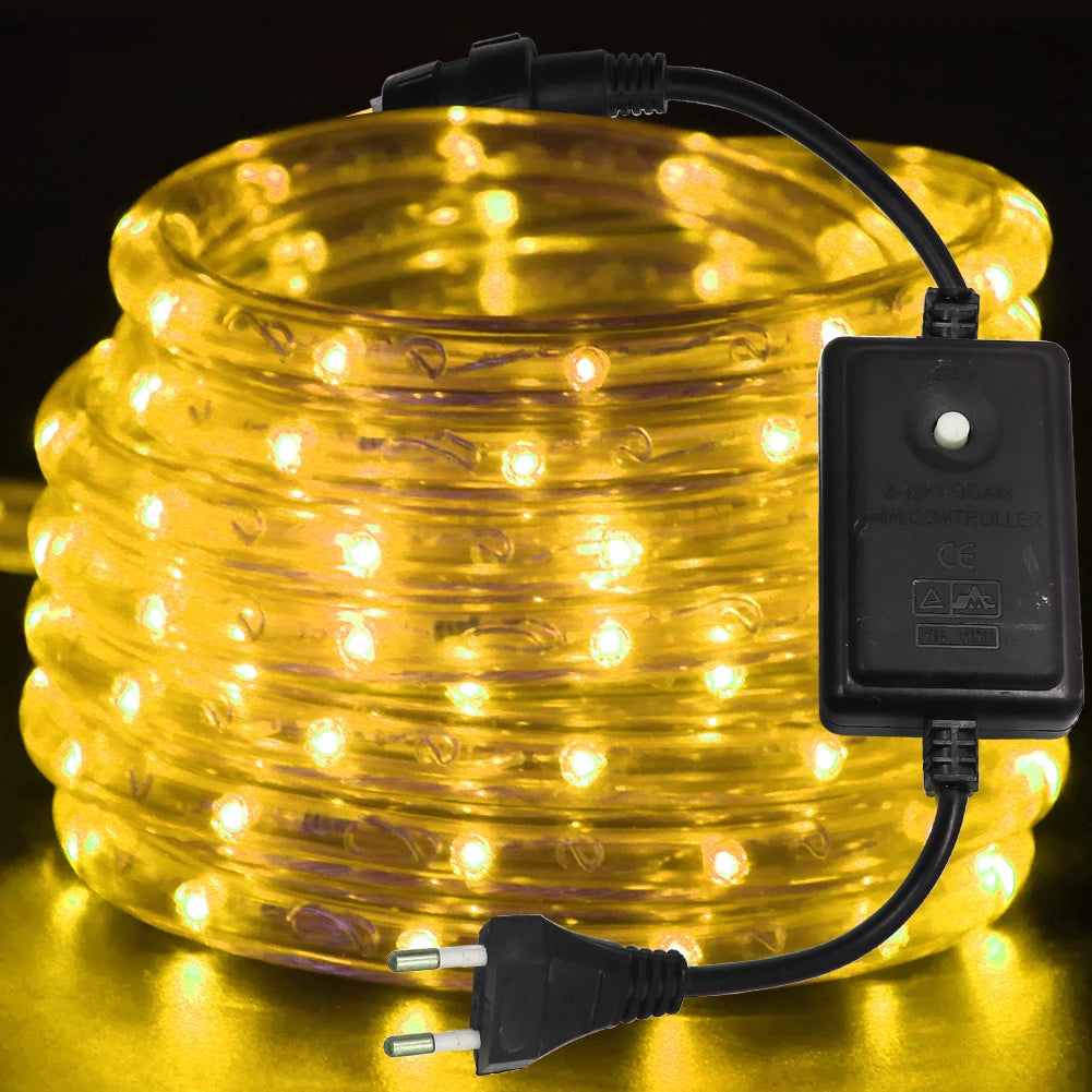 AC 220V Neon LED Strip Waterproof 360 Degree Round Neon Sign Light Blue Red White Outdoor Rainbow Tube Rope Light Party Decor.