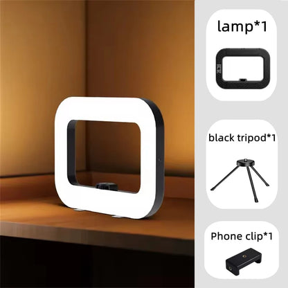 FANGTUOSI New Handheld Ring LED Rechargeable Fill light Portable Mobile Phone Live Photography Desktop Rabbit Cage Selfie Light