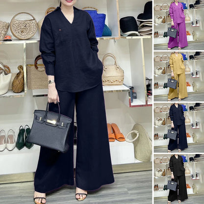 2025 ZANZEA Fashion Lapel Long Sleeve Tops Pant Suit Autumn 2 Piece Sets Women Outfits Office Pant Sets Casual Work OL Tracksuit.