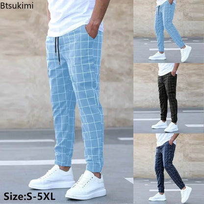 2025 neue Frühling Herbst Casual Hosen männer Plaid Kordelzug Lose Hosen Trend Streetwear Jogginghose Männlichen Business Sport Hosen.