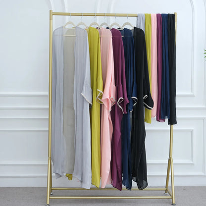 2025 New Abaya Set Shinny Dubai Abaya Cardigan Inner Dress Hijab 3pcs Set Islamic Clothing Women Abaya Muslim Dress.