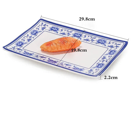 1pc Food Grade Plastic Dinner Plates Chinese Melamine Plastic Is Not Easy To Break Rectangular Plate Restaurant Kitchen Supplies.