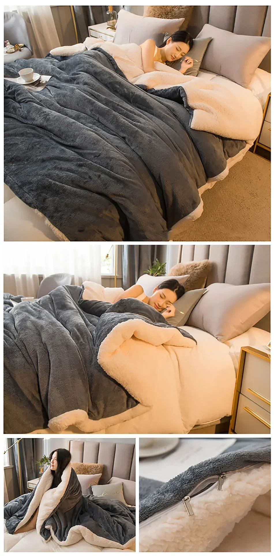 Wool Throw Blanket Keep Warm Winter Bed Blankets Double Sided Queen Duvet Cover Camping Double Bed Cover Bedspread On The Bed.
