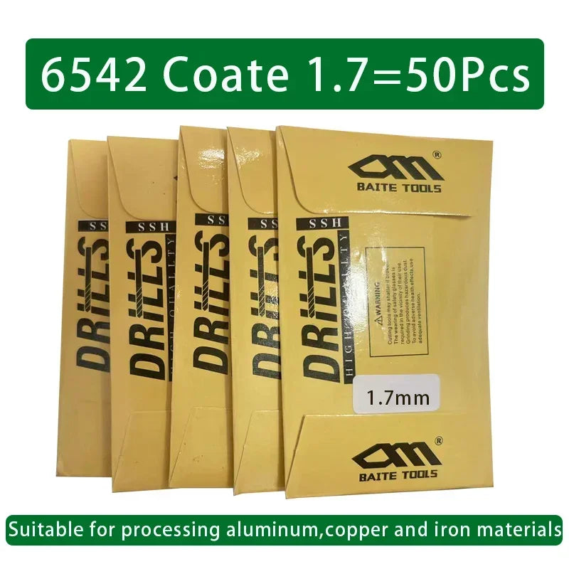LOCO 50 Stück Titanbeschichtete Bohrer HSS Schnellarbeitsstahl-Set Werkzeug Hochwertige Elektrowerkzeuge 1/1,5/2/2,5/3 mm