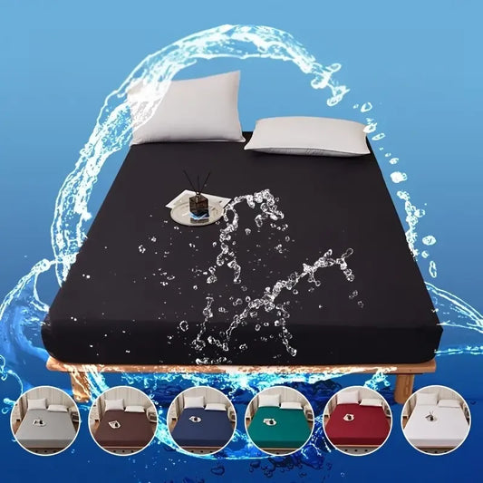 1pc Soft and Breathable Waterproof Fitted Sheet for Bedroom Deep Pocket Mattress Cover for for All Seasons.