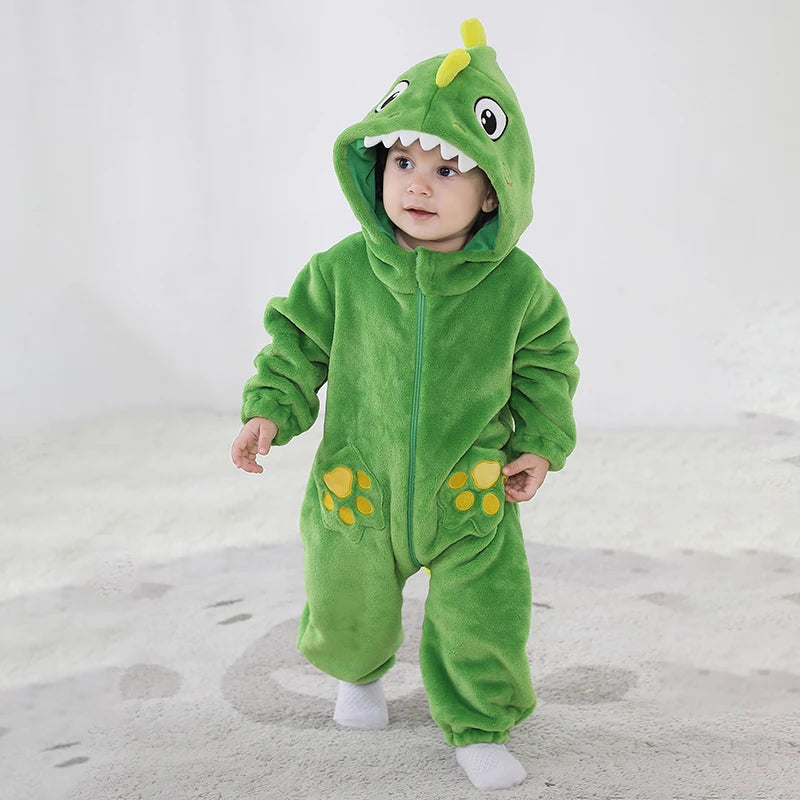 Sully Kigurumis Baby Mädchen Kleidung Stram pler Winter weich warm Säugling Jungen Bodysuit Cosplay Pika Kapuze Reiß verschluss Overalls.