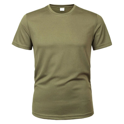 MEGE Brand Clothing Tactical Men's Tee Shirt Round Neck Solid Shirt Short Sleeve Breathable quick-drying Casual Shirt.