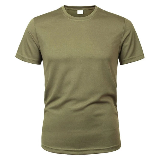 MEGE Brand Clothing Tactical Men's Tee Shirt Round Neck Solid Shirt Short Sleeve Breathable quick-drying Casual Shirt.