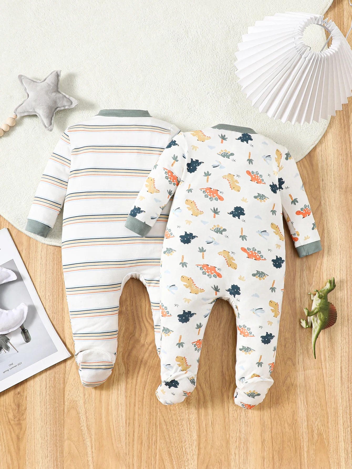 Zweiteiliger, langärmliger, einteiliger Strampler aus Bambusfaser für Säuglinge und Neugeborene, geeignet für Jungen und Mädchen im Frühling und Herbst..