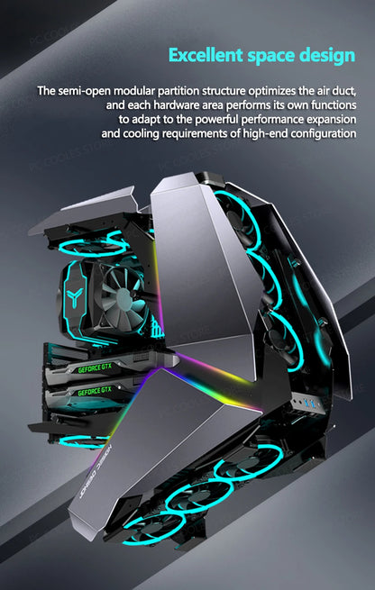 JONSBO MOD-5 Game E-sports Case All Aluminum Special-shaped Glass Chassis Support ATX Motherboard 360 Water-cooled 5V ARGB.
