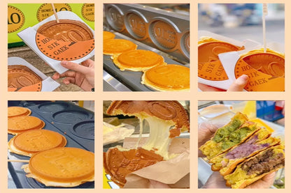 XEOLEO Commerical 4PCS Korean Coin Waffle Maker 3000W Non-stick Coating Gold Coin Bread Waffle Making Maker Electric/Gas.