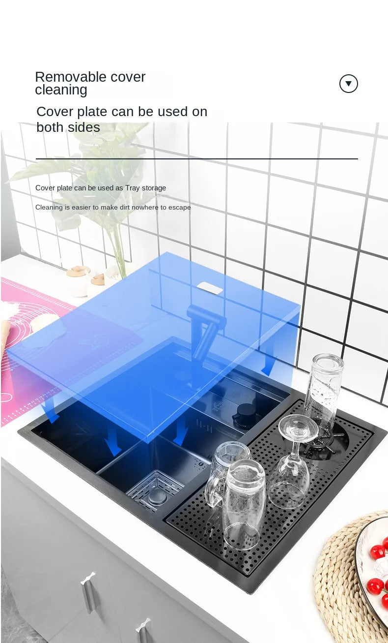 55 cm x 45 cm Küchenspüle Nano 304 Edelstahl Gemüsewaschbecken Einzelwaschbecken Waschbecken Waschbecken Verstellbarer Klapphahn