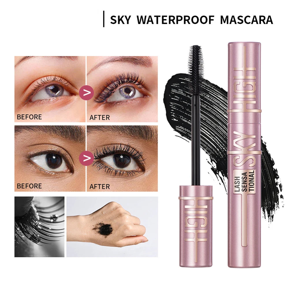 Natural Thick Curling Mascara Makeup Non-Smudge Brushes Lengthens Eyelashes Waterproof Fast Dry Black Curling Mascara Cosmetics.