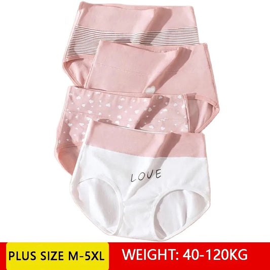 4Pcs Plus Size M-5XL Panties Women Cotton High Waist Slimming Underwear Seamless Girls Briefs Sexy Female Breathable Lingerie.