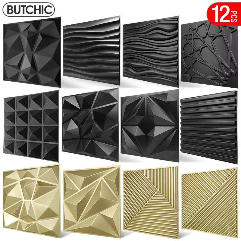 12pcs 30x30cm Champagne gold color 3D Wall Panel Shining Gold 3D Wall Sticker Wedding party background wall art Wood grain paper