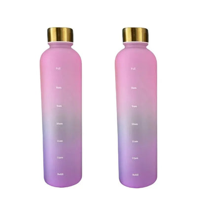 1L Bottle With Time Marker 32 OZ Motivational Reusable Fitness Sports Outdoors Travel Leakproof BPA Free Frosted Plastic