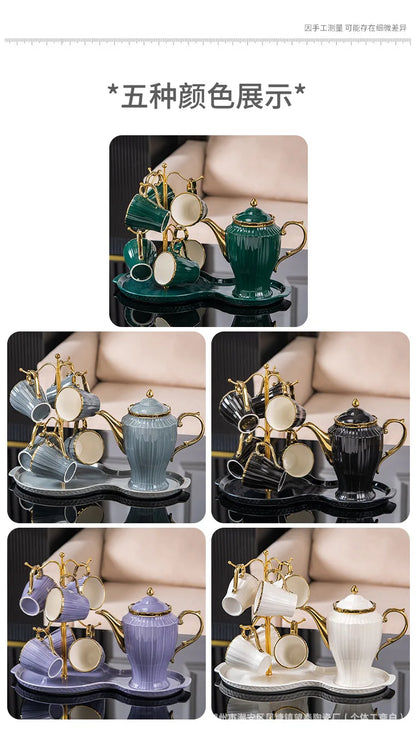 New high-value European ceramic coffee set, color glaze, high-end Phnom Penh coffee cup saucer, afternoon tea set.