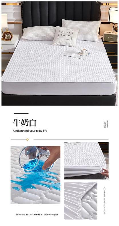 Waterproof Thicken Mattress Cover Quilted Latex Mat Bed Covers Pad Skin-Friendly Fitted Sheet Protector Bedspread150/160/180x200
