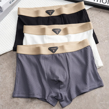 3 Teile/paket 100% Baumwolle Solide Stricken Gestreiften männer Höschen Super Weiche Hygroskopischen Atmungsaktive Boxer Hohe Elastische Taille Mann Unterwäsche