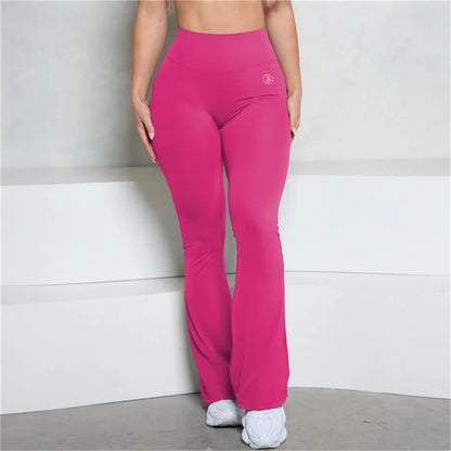 Allure The Brand Pocket Flare Scrunch Butt Pants ATB Women Tight-Fit Sexy Slim High Waist Pants Push Up Fitness Flare Leggings