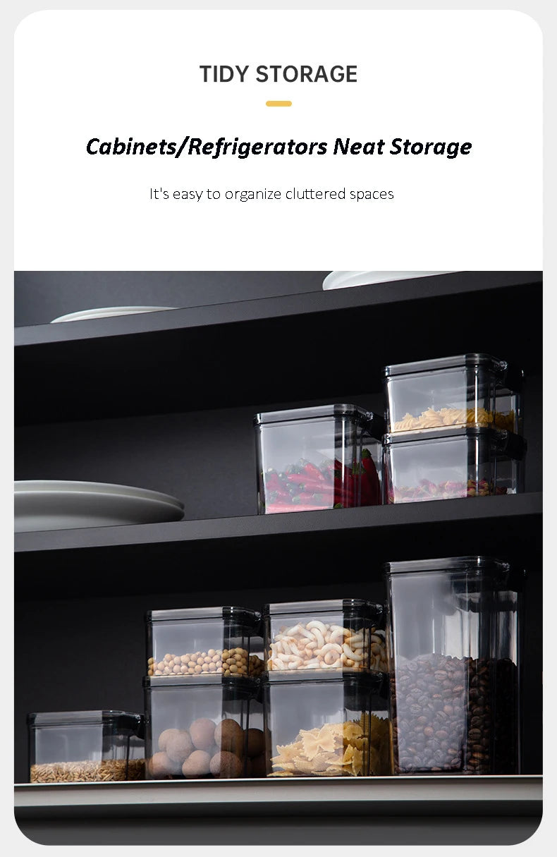 Transparent Food Storage Containers Kitchen Storage Airtight Cans Plastic Storage Boxes Stackable Food Storage Boxes.