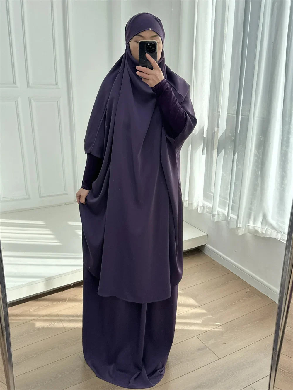 Autumn 2 Pcs Set Ramadan Eid Modest  Abaya Women Muslim Dress Hijab Kaftan Robe Femme Musulmane Islam Clothing Caftan Kebaya