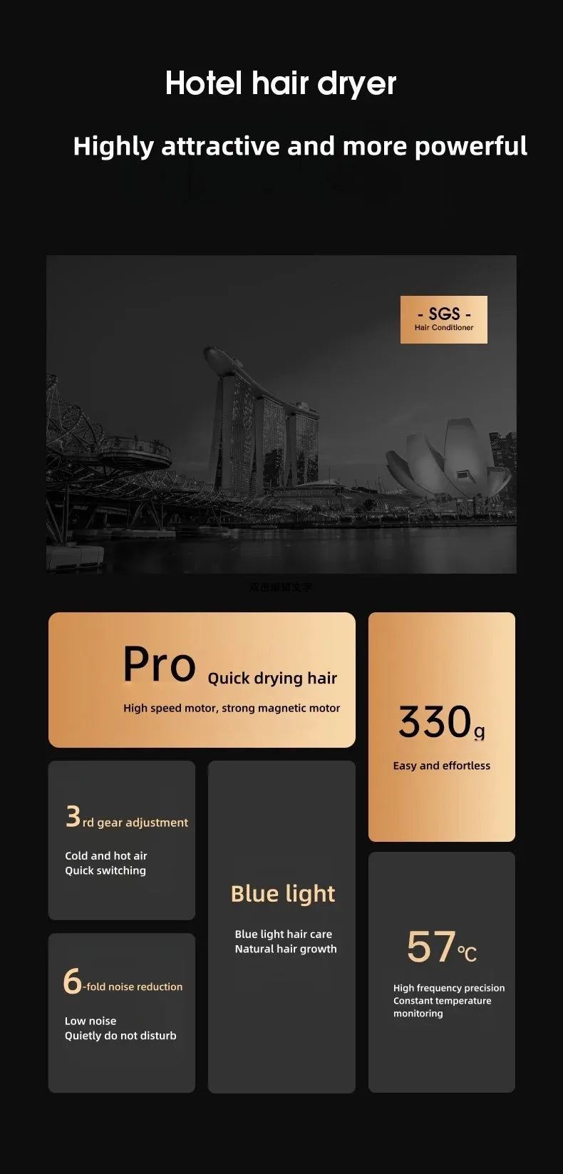 220V wall mounted Hotel Hair Dryer for Bathroom,Restroom Professional Blow Dryer,with Stand Rack,Specialised Motor for Hotel