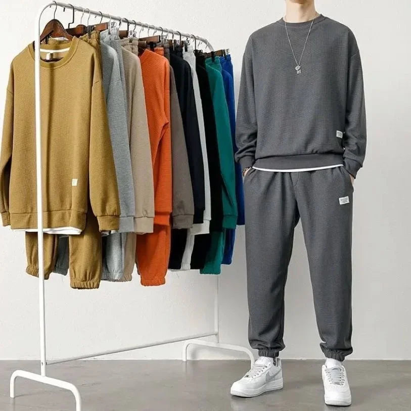 Loose Men's Long Sleeve Hoodie And Pants Set Spring Autumn New Style Casual Sports Youth Loose Fit Male Fashion Outfit.