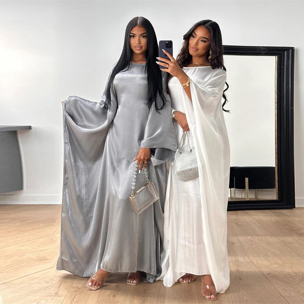 ramadan Eid Abayas For Women Modest Fashion Shimmer Batwing Satin Abaya Dubai Luxury 2024 Muslim Kaftan Dress Kebaya Vestidos.