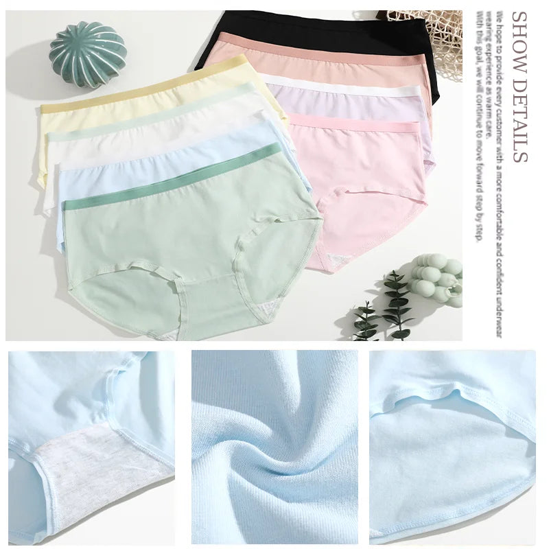 3Pcs/Set Women's Seamless Cotton Briefs Women Panties Solid Color Breathable Underwear Female Low Waist Soft Lingerie S-XXL.