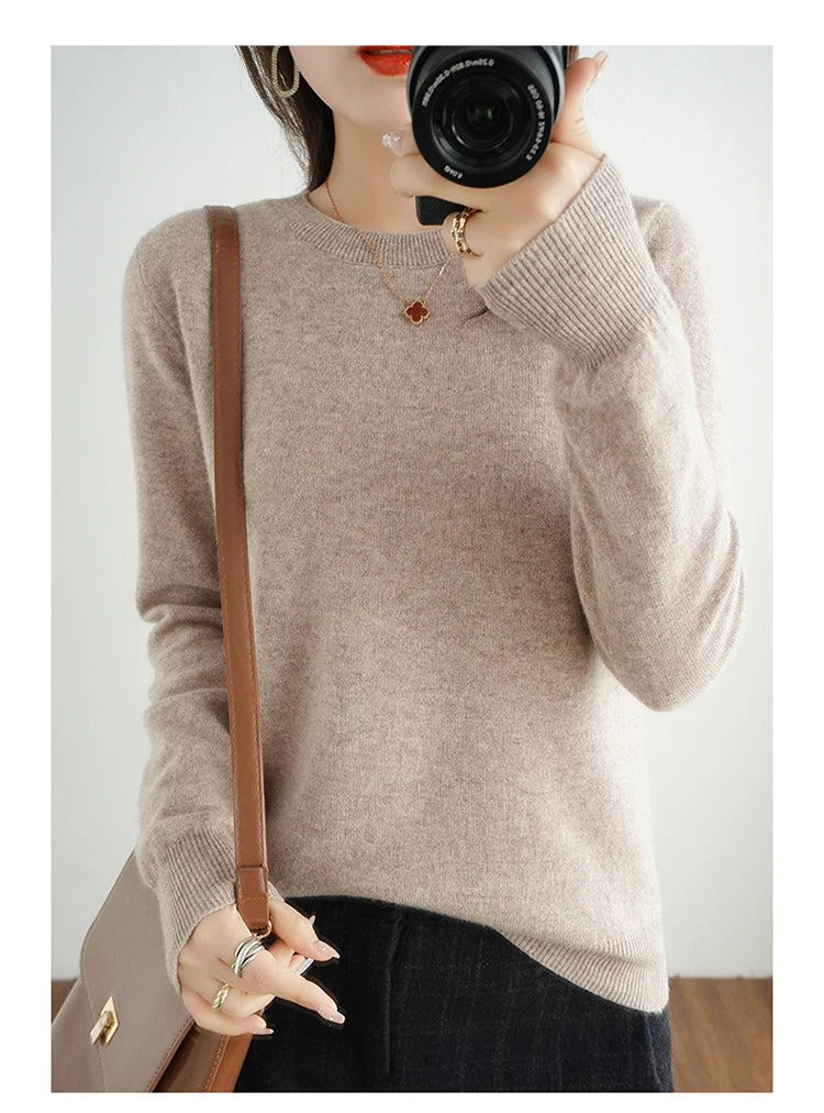 Herbst und Winter Kaschmirpullover Damen Rundhalspullover lässig gestrickt Top Damen kurze Unterwolle Mode 18 Farben