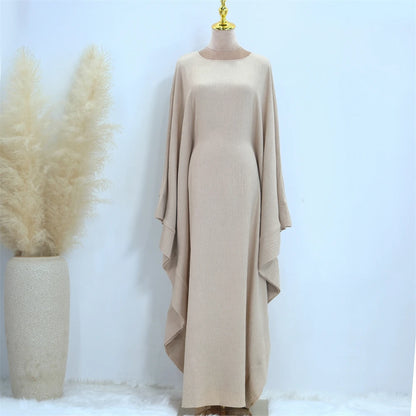 Ramadan Dubai Women Cotton Linen Khimar Abaya Saudi Arabia Turkey Islam Muslim Maxi Modest Dress Kebaya Robe Femme Musulmane.