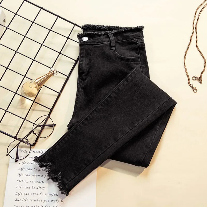Spring Summer New Style Women's Straight Leg Loose Wide Leg Jeans Slimming Student Versatile High Waist Dad Nine Point Pants.