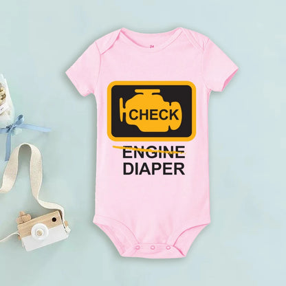 Lustige Poopy Windel Baby Strampler Check Engine Baby Body Niedliche Mechaniker Säuglingsbodys Jungen Mädchen Kleidung Neugeborenes Geschenk.