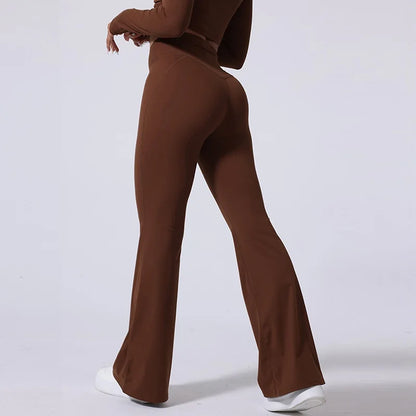 Cloud Hide Blue Sports Leggings Plus Size Long Yoga Pants Women Gym Fitness Running Flared Trousers High Waist Workout Tights