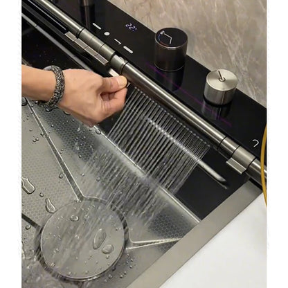 Blue Whale Dragon Rain Digital Display Large Single Sink Faucet with Integrated Multifunctional Atmosphere Light