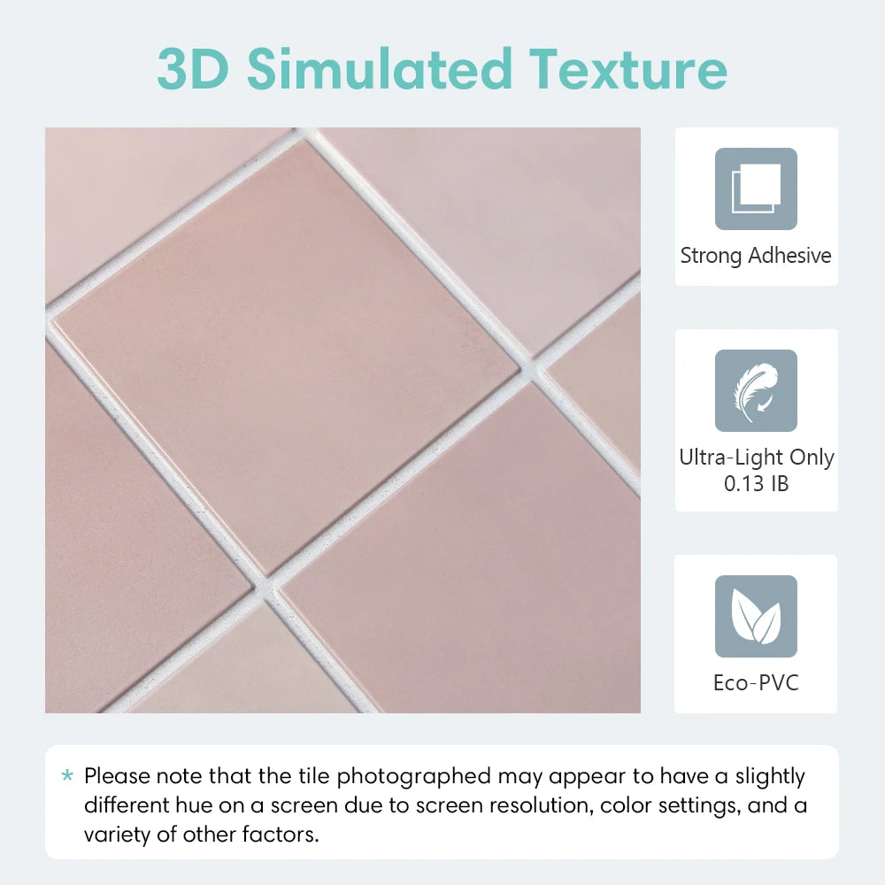 10 PCS Matte Peel-and-Stick Wall Panels, 30 x 30 cm, Waterproof Bathroom Wall Stickers, Wall Decorative Panels, Home Decoration